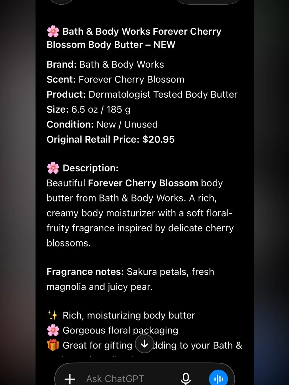 Bath & Body Works Forever Cherry Blossom Body Butter - Pink